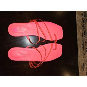 Nine West Darbie Flat Toe Ring Slide Sandals HOT PINK size 9